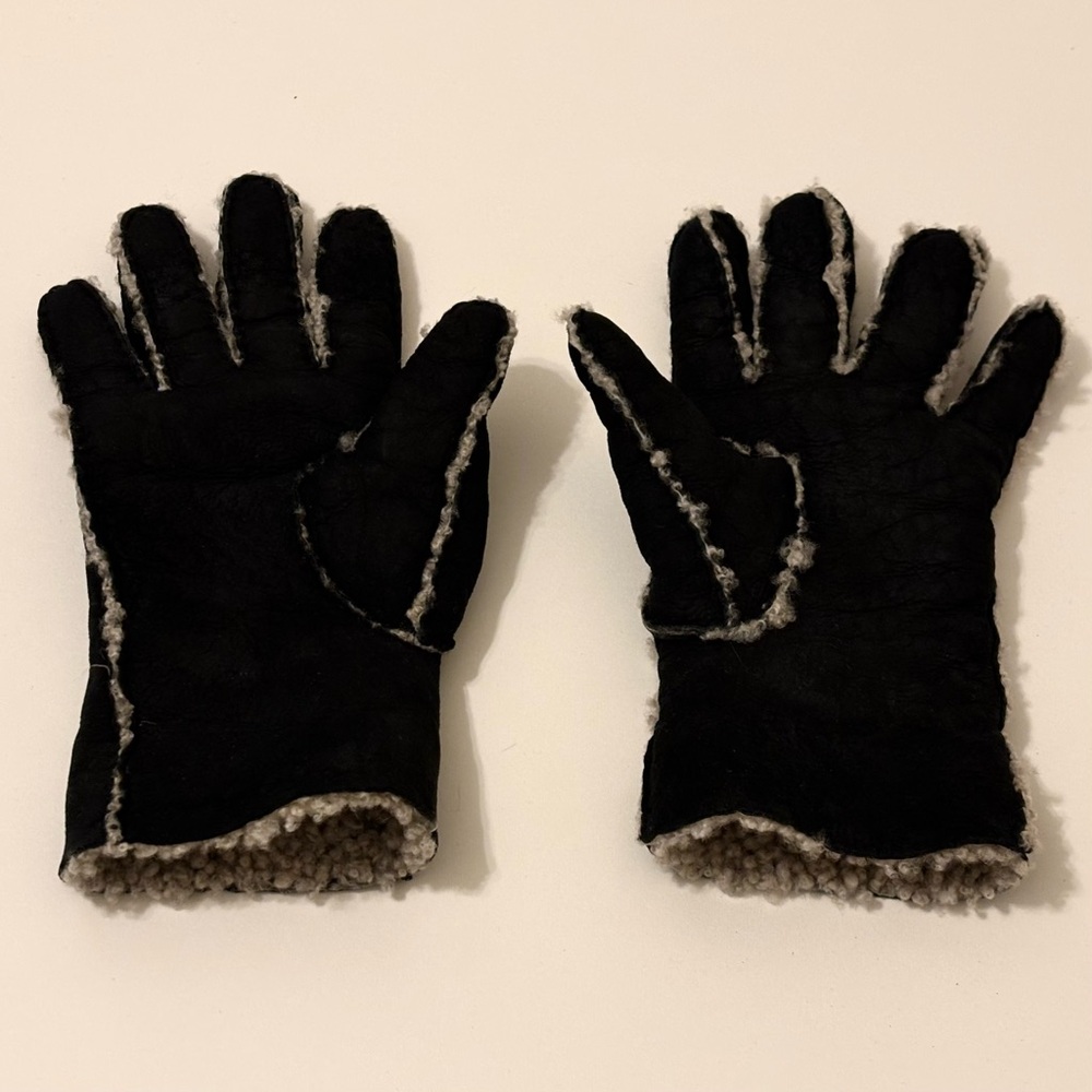 Portolano Women’s Black Sheepskin Shearling Fur Winter Gloves Size 7 - Picture 9 of 13